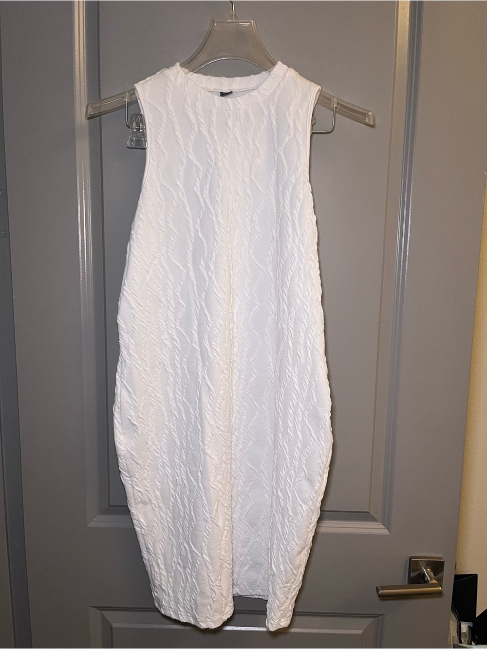 SHEIN White Sleeveless Textured Midi Shift Dress